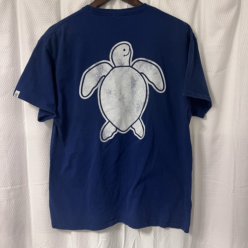 Simply Southern Pocket Tee‎ Navy White Turtle Beach Ocean Salt Large EXCELLENT
